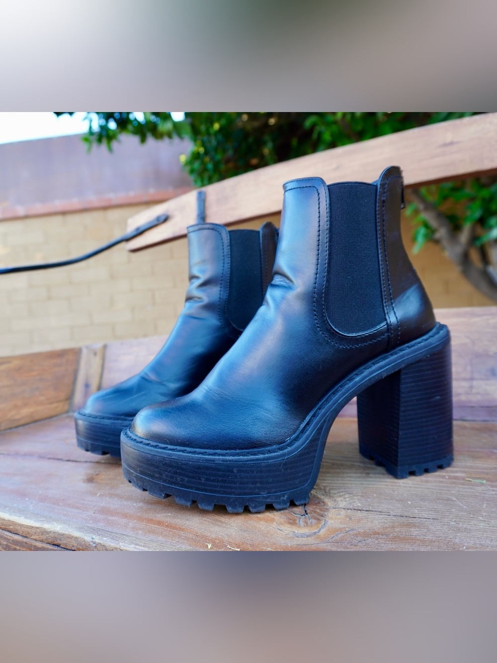 Steve Madden Black Platform Chelsea Heeled Boot